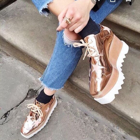 Stella McCartney Elyse Rose Gold Star Platforms - EUC - Picture 13 of 14